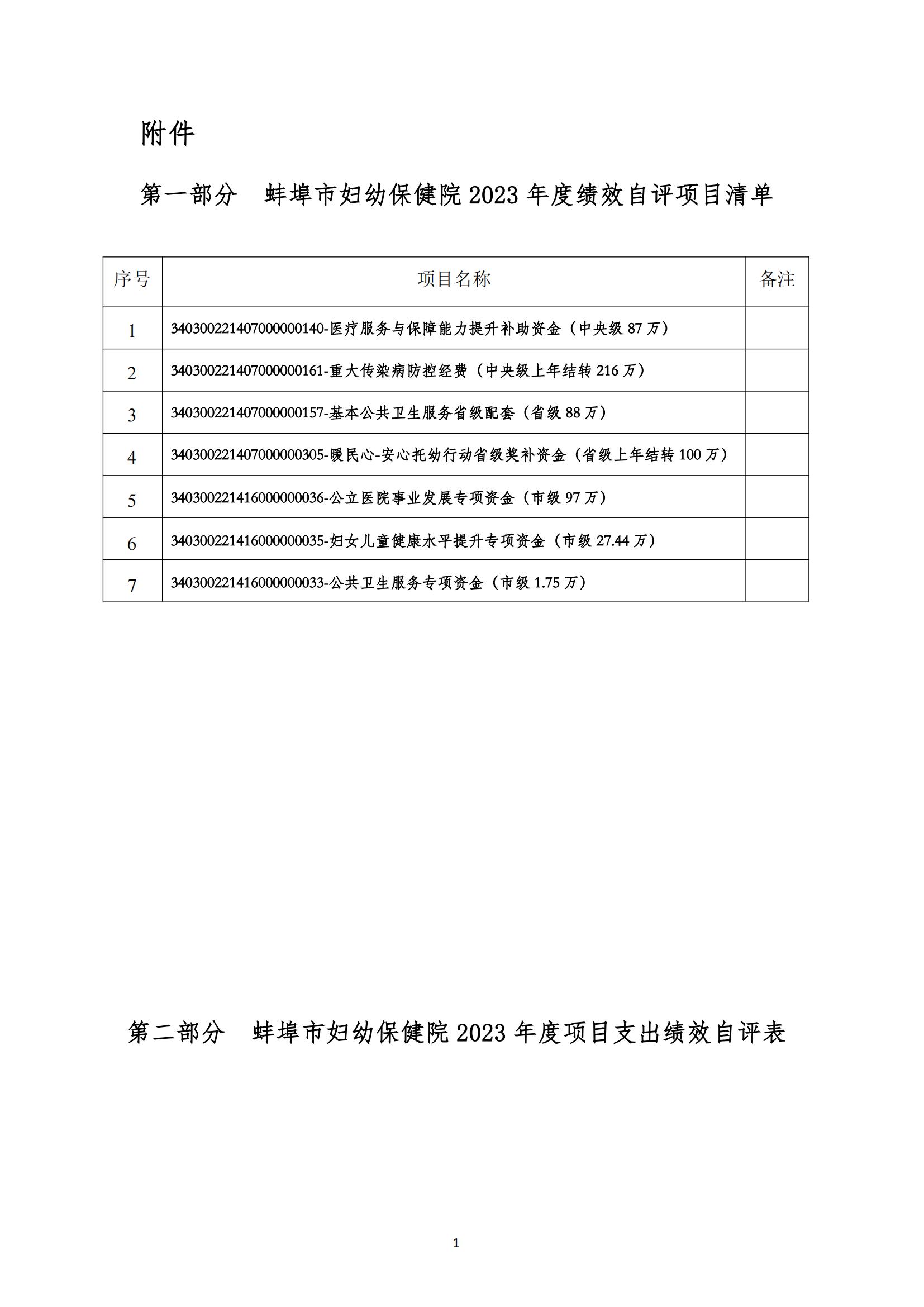 附件：蚌埠市婦幼保健院2023年度項目支出績效自評表_00.jpg